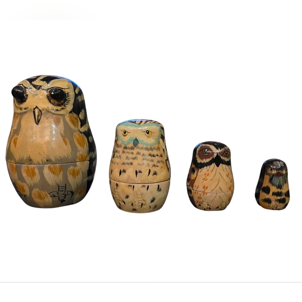 Vintage Russian Nesting Dolls 4 Piece Matryoshka Wooden Collectable Hand Painted - Picture 6 of 6